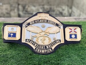 NWA Mid Atlantic Championship Belt Centre Plate Gold Close View