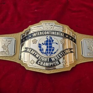 WWF intercontinental belt with 4mm brass plates gold plating and white leather straps championship wrestling replica