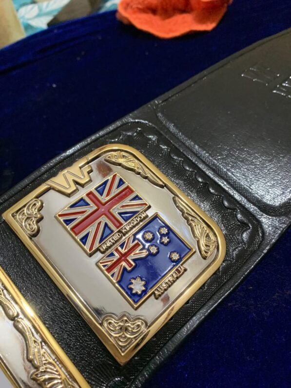 Hulk Hogan belt side plates with golden tips and authentic 1985 WWF championship design