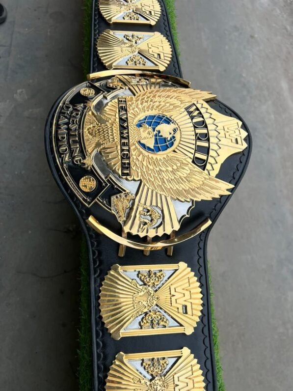 WWF winged eagle belt high-quality black leather strap with stitched border professional appearance