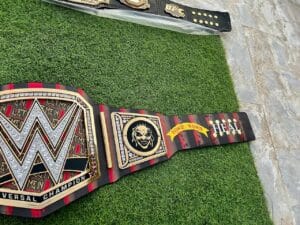The Fiend belt custom horror-themed side plates