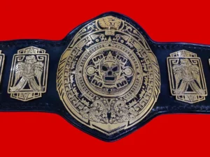 Lucha Underground championship belt replica close plate view 24k gold brass metal