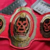 Lucha Underground Trios championship belt full view brass gold plated leather replica