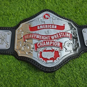 NWA American Heavyweight Championship Belt Silver Full View