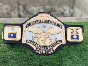 NWA Mid Atlantic Championship Belt Centre Plate Gold Close View