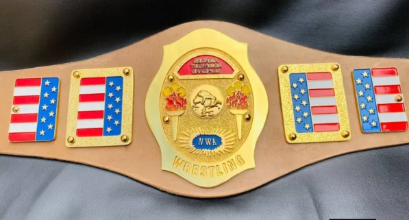 NWA TV Georgia Heavyweight Championship Belt Gold Full View