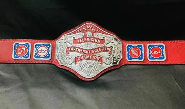 NWA World Television Championship Belt Zinc Gold Full View