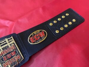 ECW World Tag Team Championship Belt WWE Hardcore Edition genuine black leather strap