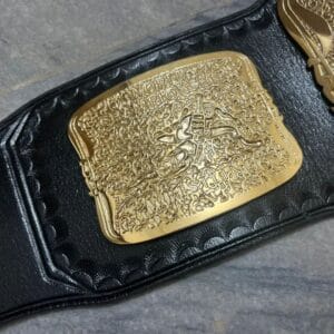 WCW championship belt side plates 4mm brass construction with gold finish detail