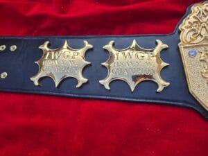 IWGP International Wrestling Championship Belt original floppy leather strap view