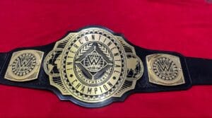 Close-up brass plate replica WWE Intercontinental Belt 4MM gold plating etching detail — Absolute Belts