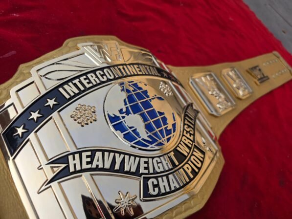 WWF intercontinental belt full display championship wrestling replica 4mm brass white straps adult size 50 inch