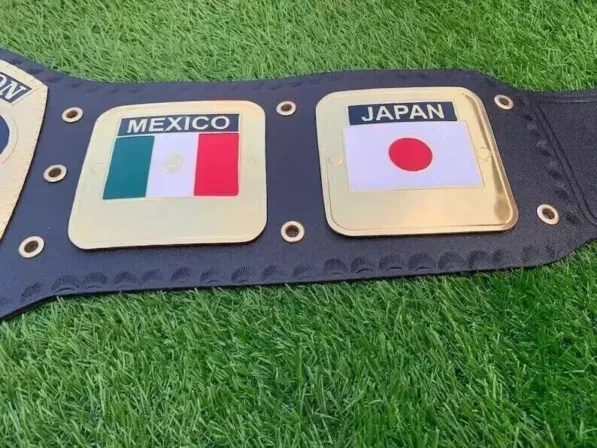 NWA Domed Globe Belt Genuine Leather Strap 46 Inch Length Snap Closer