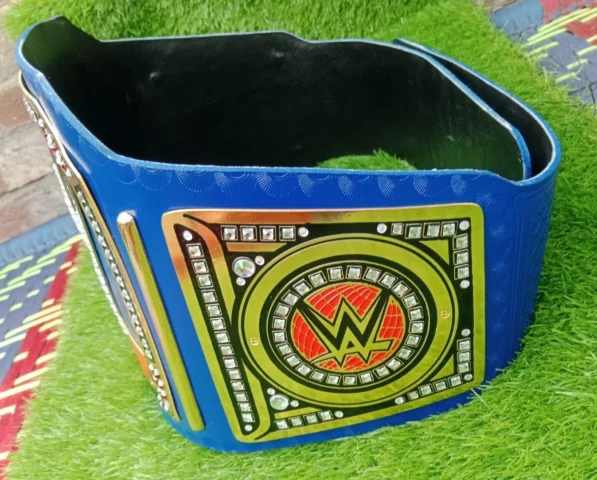 Blue universal championship commemorative title belt free customization name plate personalization WWE replica