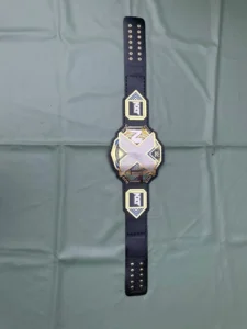 WWE NXT championship belt replica full view with gold plating and leather strap