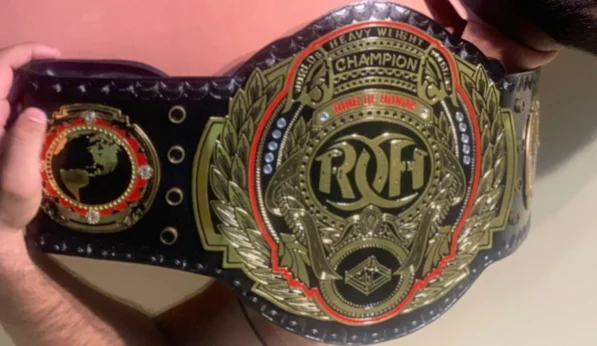 ROH World Championship Belt side view showing 2mm brass plate thickness detail