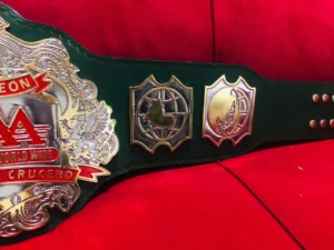 AAA Lucha Libre championship belt gold plated brass side plates detail view