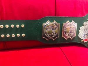 AAA Lucha Libre championship belt genuine leather strap snap closure side view