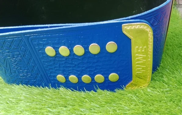 Blue universal championship replica title belt premium cow hide leather strap 53.4 inch length