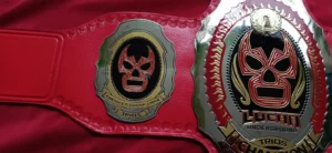Lucha Underground Trios championship belt gold plated brass custom side plates detail