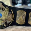 WWF winged eagle dual plated championship belt genuine leather strap snap closure 46 inch wrestling title