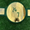 24 7 championship belt 2mm brass metal plates WWE gold finish close up wrestling detail title