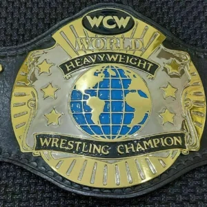 Premium 4mm zinc brass plates on wcw world heavyweight championship replica belt with authentic gold finish design