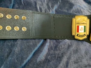 CMLL Lucha Libre championship replica belt genuine leather strap snap closure view