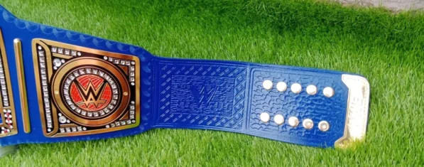 Blue universal championship replica title belt premium cow hide leather strap 53.4 inch length