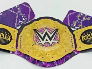 WWE Women's Championship Belt Buckle Close Up Authentic Brass Engraving Details