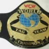 WCW world tag team championship belt replica with 2mm brass plates and genuine leather strap wrestling