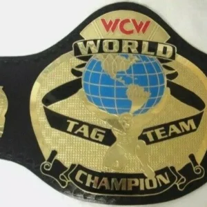 WCW world tag team championship belt replica with 2mm brass plates and genuine leather strap wrestling