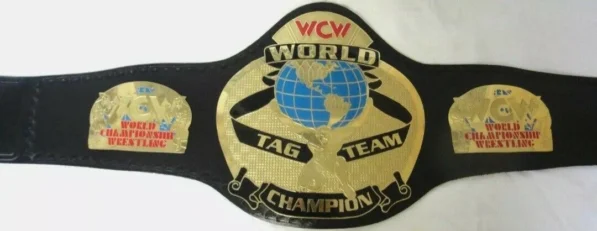WCW world tag team championship belt replica with 2mm brass plates and genuine leather strap wrestling
