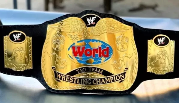 WWF world tag team championship belt replica with 2mm brass plates and genuine leather strap wrestling championship