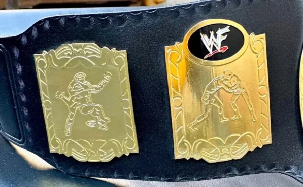 WWF world tag team belt genuine leather strap snap closure 46 inch wrestling championship title replica