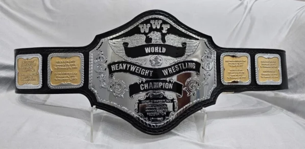 WWF Hulk Hogan 85 championship belt replica with 4mm zinc plates and genuine leather strap