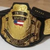WCW united states championship belt replica with 4mm zinc plates and real cowhide leather strap wrestling