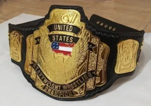 WCW united states championship belt replica with 4mm zinc plates and real cowhide leather strap wrestling