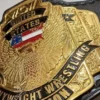 WCW united states championship belt back view snap closure system hand tooled leather strap wrestling replica