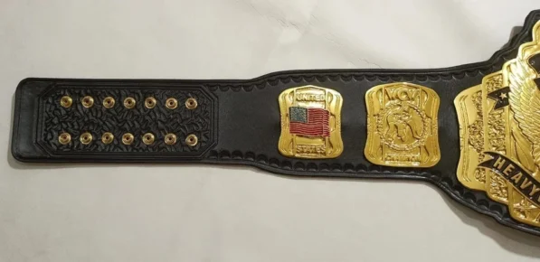 WCW united states championship belt real cowhide hand tooled leather strap 52 inch length snap closure