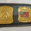 WCW united states championship belt real cowhide hand tooled leather strap 52 inch length snap closure