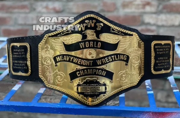 WWF Hulk Hogan Championship Belt 84 WWF replica with 2mm brass plates gold finish