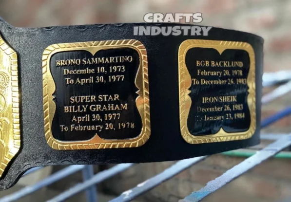 Hulk 84 championship belt side plates 2mm brass with gold finish spinner design