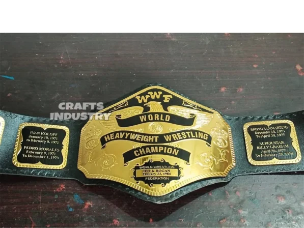 Hulk Hogan Championship Belt center plate 2mm brass with gold finish detail closeup