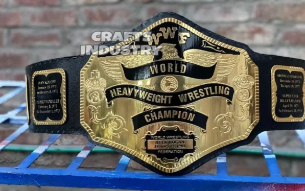 Hulk Hogan Championship Belt 84 WWF replica with 2mm brass plates gold finish