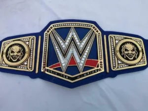 Bray Wyatt belt universal blue championship replica with 2mm brass plates and genuine leather strap