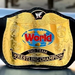 WWF world tag team championship belt replica with 2mm brass plates and genuine leather strap wrestling championship