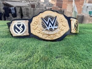 WWE World Heavyweight Championship belt replica 16MM zinc plates gold-tone plating genuine leather strap by Absolute Belts