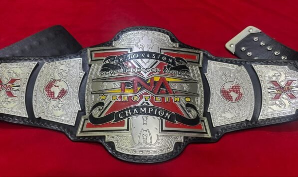 TNA x division belt 4mm brass metal plates polished gold plating close up wrestling championship detail