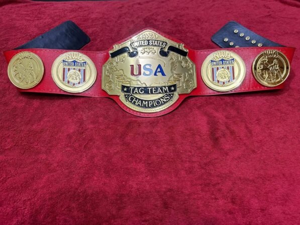 NWA United States Tag Team Championship Belt replica 4mm brass plates genuine leather